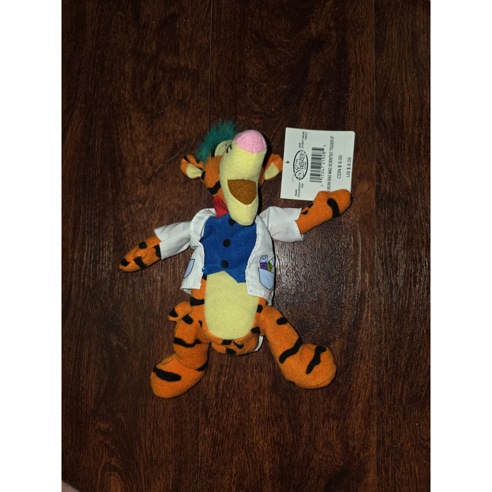 NWT The Disney Store Tigger Mad Scientist Beanbag Plush